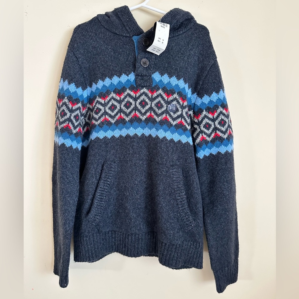 Abercrombie Kids Cozy Fair Isle Pullover Sweater Hoodie